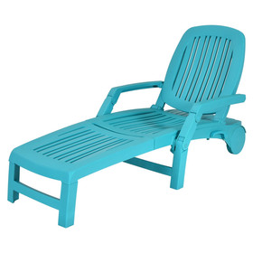 Costway 07394512 Adjustable Patio Sun Lounger with Weather Resistant Wheels-Turquoise
