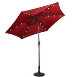 Costway 02341958 9FT Patio Solar Umbrella LED Patio Market Steel Tilt W/ Crank Outdoor New-Dark Red