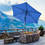Costway 56321480 9 ft Outdoor Market Patio Table Umbrella Push Button Tilt Crank Lift-Blue