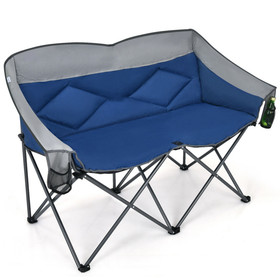 Costway 80761942 Folding Camping Chair with Bags and Padded Backrest-Blue