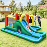 Costway 16837952 Inflatable Water Slide with Splash Pool Water Park and 750W Blower