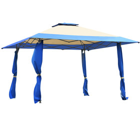 Costway 05376812 13 Feet x 13 Feet Pop Up Canopy Tent Instant Outdoor Folding Canopy Shelter-Blue