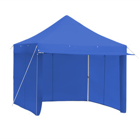 Costway 93625847 10 x 10 Feet Pop up Gazebo with 4 Height and Adjust Folding Awning-Blue