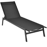 Costway 12350687 Outdoor Reclining Chaise Lounge Chair with 6-Position Adjustable Back-Black