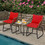 Costway 73690852 3 Pieces Patio Rattan Bistro Set Cushioned Chair Glass Table Deck-Red