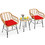 Costway 84250169 3 Pieces Rattan Furniture Set with Cushioned Chair Table-Red