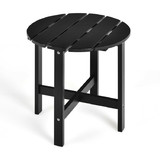 Costway 93150678 18 Inch Patio Round Side Wooden Slat End Coffee Table for Garden-Black