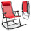 Costway 31057629 Outdoor Patio Camping Lightweight Folding Rocking Chair with Footrest -Red
