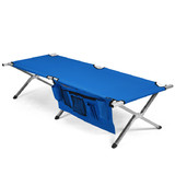 Costway 48713260 Folding Camping Cot Heavy-duty Camp Bed with Carry Bag-Blue