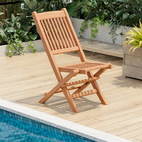 Costway 17523986 Teak Wood Patio Folding Dining Chair with Slatted Seat