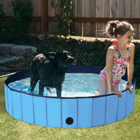 Costway 38615729 55" PVC Outdoor Foldable Pet and Kids Swimming Pool-Blue