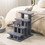 Costway 68175923 24 Inch 4-Step Pet Stairs Carpeted Ladder Ramp Scratching Post Cat Tree Climber-Gray