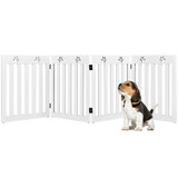 Costway 31425907 24 Inch Folding Wooden Freestanding Pet Gate Dog Gate with 360° Hinge -White