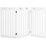 Costway 42908651 36 Inch Folding Wooden Freestanding Pet Gate Dog Gate with 360° Flexible Hinge-White