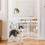 Costway 42908651 36 Inch Folding Wooden Freestanding Pet Gate Dog Gate with 360&#176; Flexible Hinge-White