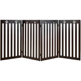 Costway 17325890 36 Inch Folding Wooden Freestanding Pet Gate  with 360° Hinge-Espresso