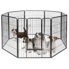 Costway 97682510 8 Metal Panel Heavy Duty Pet Playpen Dog Fence with Door-48 inches
