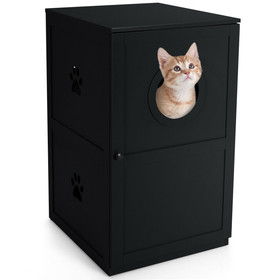Costway 70351486 2-tier Litter Hidden Cat House With Anti-toppling Device-Black