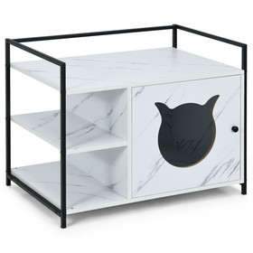 Costway 45701823 Enclosure Hidden Litter Furniture Cabinet with 2-Tier Storage Shelf-White