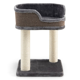 Costway 24659871 Multi-Level Cat Climbing Tree with Scratching Posts and Large Plush Perch-Gray