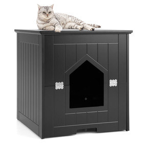 Costway 38541602 Cat Litter Box Enclosure with Flip Magnetic Half Door-Black