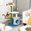 Costway 43628591 34.5 Inch 4-Tier Cute Cat Tree with Jingling Balls and Condo-Blue