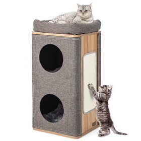Costway 63529187 3-Story Cat House with Scratching Board for Indoor Cats