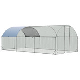 Costway 98147320 6.2 Feet/12.5 Feet/19 Feet Large Metal Chicken Coop Outdoor Galvanized Dome Cage with Cover-L