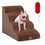 Costway 48965372 4-Tier Foam Non-Slip Dog Steps with Washable Zippered Cover-Brown