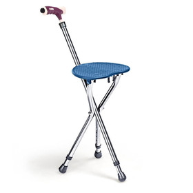 Costway 07413685 Lightweight Adjustable Folding Cane Seat with Light-Blue