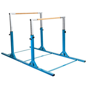 Costway 41798562 Kids Double Horizontal Bars Gymnastic Training Parallel Bars Adjustable-Blue