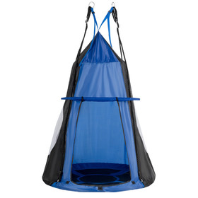 Costway 67180934 2-in-1 40 Inch Kids Hanging Chair Detachable Swing Tent Set-Blue