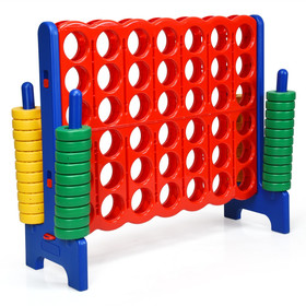 Costway 23087651 Jumbo 4-to-Score Giant Game Set with 42 Jumbo Rings & Quick-Release Slider-Blue