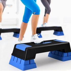 Costway 49021568 Aerobic Exercise Stepper Trainer with Adjustable Height 5"- 7"- 9"-Blue