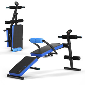 Costway 12507689 Adjustable Sit Up Bench with LCD Monitor-Blue