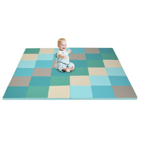 Costway 23159068 58 Inch Toddler Foam Play Mat Baby Folding Activity Floor Mat-Light Blue