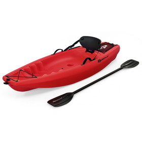 Costway 60935142 6 Feet Youth Kids Kayak with Bonus Paddle and Folding Backrest for Kid Over 5-Red