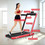 Costway 12657830 2-in-1 Electric Motorized Health and Fitness Folding Treadmill with Dual Display and Speaker-Red