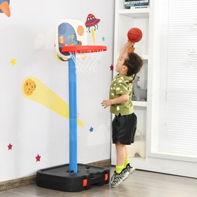 Costway 52063197 2 in 1 Kids Basketball Hoop Stand with Ring Toss and Storage Box-Black