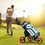 Costway 41875930 3 Wheels Folding Golf Push Cart with Seat Scoreboard and Adjustable Handle-Red