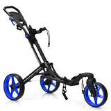 Costway 42510976 Folding Golf Push Cart with Scoreboard Adjustable Handle Swivel Wheel-Blue