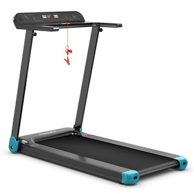 Costway 08619542 Folding Electric Compact Walking Treadmill with APP Control Speaker-Blue