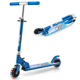 Costway 74283695 Folding Kick Scooter with 3 Adjustable Heights for Kids-Blue