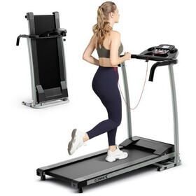 Costway Folding Treadmill with 12 Preset Programs and LCD Display-Black