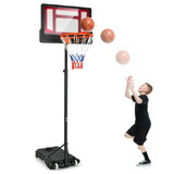 Costway 58264719 4.3-8.2 FT Portable Basketball Hoop with Adjustable Height and Wheels-Red