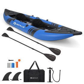 Costway Inflatable 2-person Kayak Set with Aluminium Oars and Repair Kit-Blue