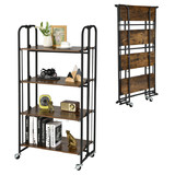 Costway 13927456 Foldable Rolling Cart with Storage Shelves for Kitchen-4-Tier