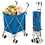 Costway 59128436 Folding Shopping Utility Cart with Water-Resistant Removable Canvas Bag-Blue