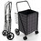 Costway 21873964 Folding Rolling Shopping Cart with Waterproof Liner and Basket-Black
