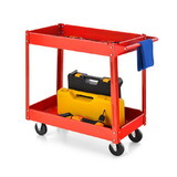 Costway 97586134 2-Tier Utility Cart with Handle and Heavy-Duty Metal Frame-Red